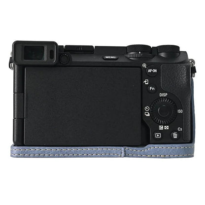 For Sony A6700 Camera Case Large Cutout PU Leather Protector with Shoulder Strap
