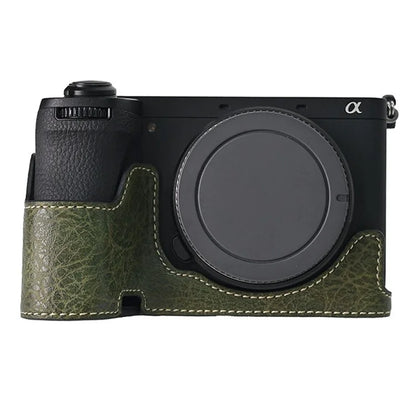 For Sony A6700 Camera Case Large Cutout PU Leather Protector with Shoulder Strap