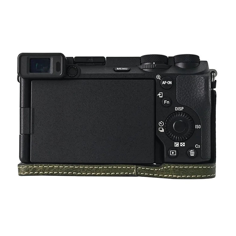 For Sony A6700 Camera Case Large Cutout PU Leather Protector with Shoulder Strap