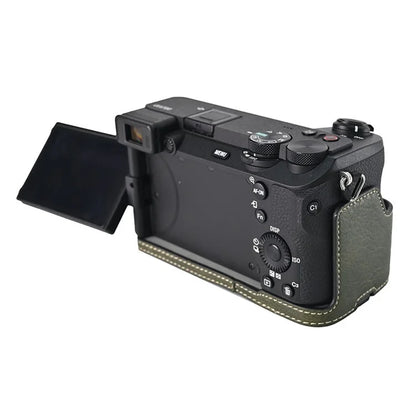 For Sony A6700 Camera Case Large Cutout PU Leather Protector with Shoulder Strap