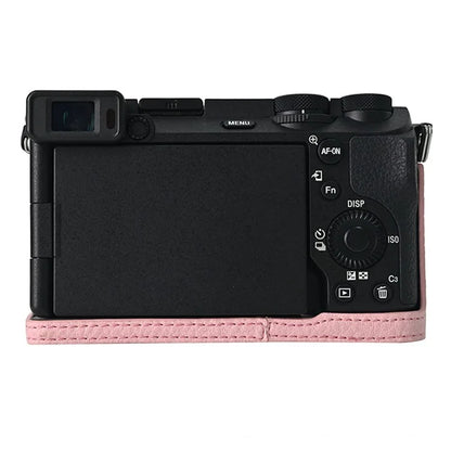 For Sony A6700 Camera Case Large Cutout Litchi Texture PU Leather Protector