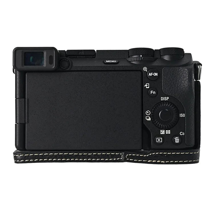 For Sony A6700 Camera Case Large Cutout Litchi Texture PU Leather Protector