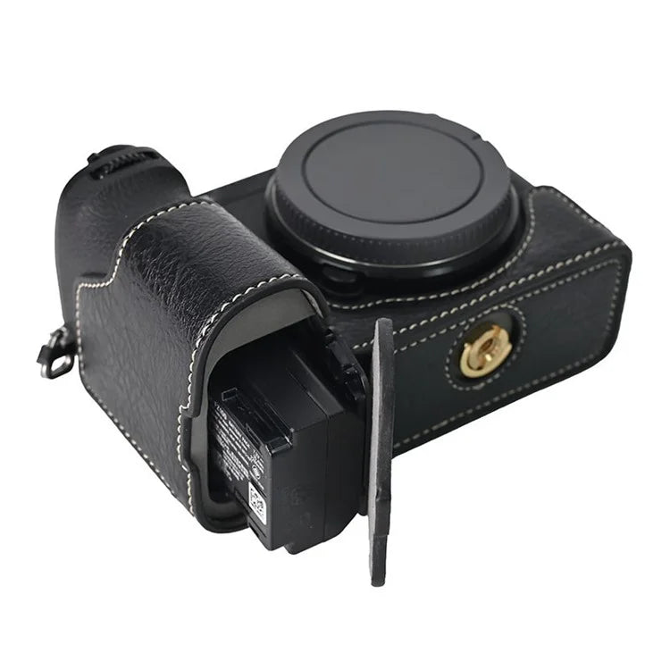 For Sony A6700 Camera Case Large Cutout Litchi Texture PU Leather Protector