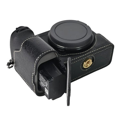 For Sony A6700 Camera Case Large Cutout Litchi Texture PU Leather Protector