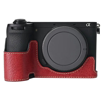 For Sony A6700 Camera Case Large Cutout Litchi Texture PU Leather Protector