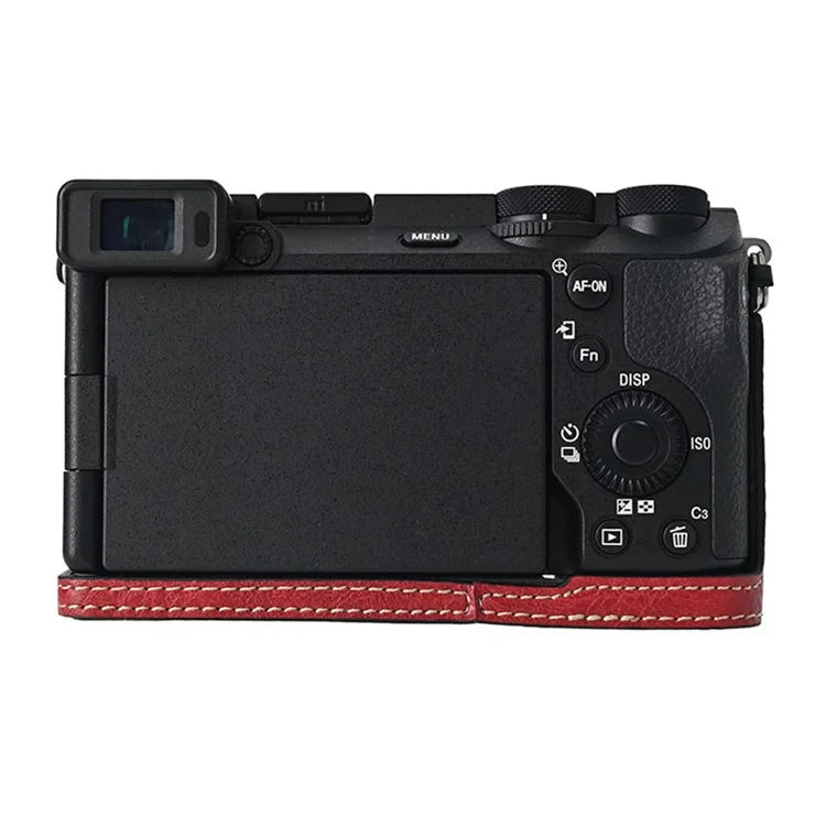 For Sony A6700 Camera Case Large Cutout Litchi Texture PU Leather Protector