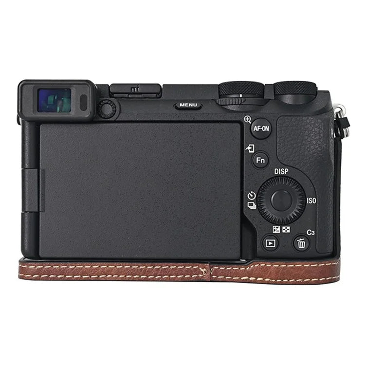 For Sony A6700 Camera Case Large Cutout Litchi Texture PU Leather Protector