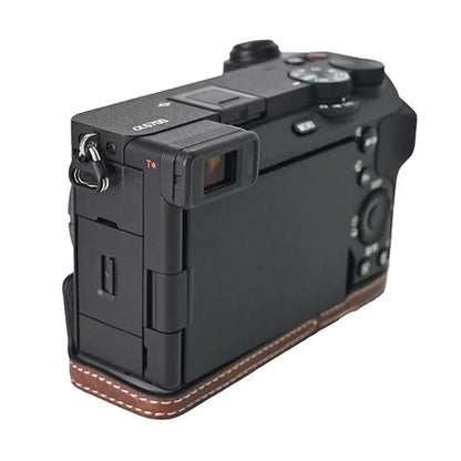For Sony A6700 Camera Case Large Cutout Litchi Texture PU Leather Protector