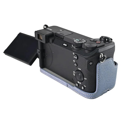 For Sony A6700 Camera Case Large Cutout Litchi Texture PU Leather Protector
