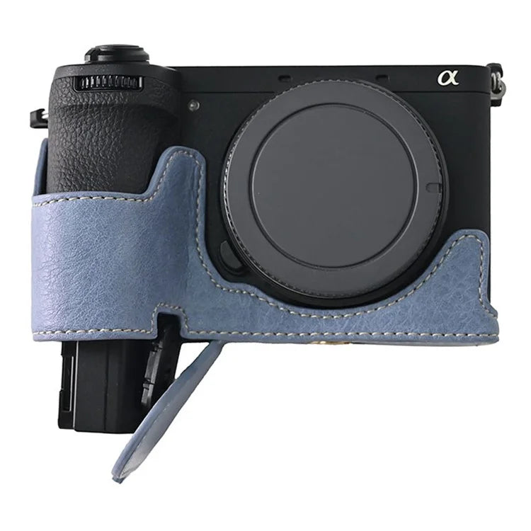 For Sony A6700 Camera Case Large Cutout Litchi Texture PU Leather Protector