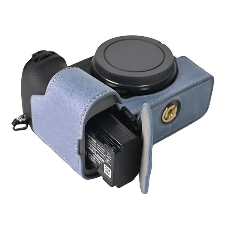 For Sony A6700 Camera Case Large Cutout Litchi Texture PU Leather Protector