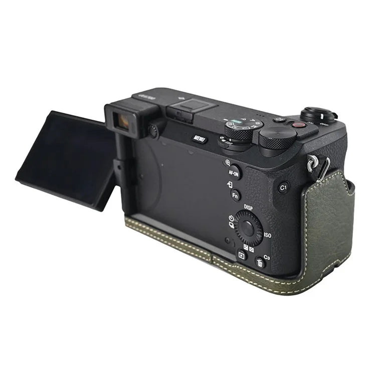For Sony A6700 Camera Case Large Cutout Litchi Texture PU Leather Protector