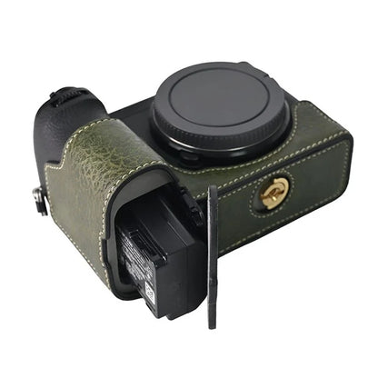 For Sony A6700 Camera Case Large Cutout Litchi Texture PU Leather Protector