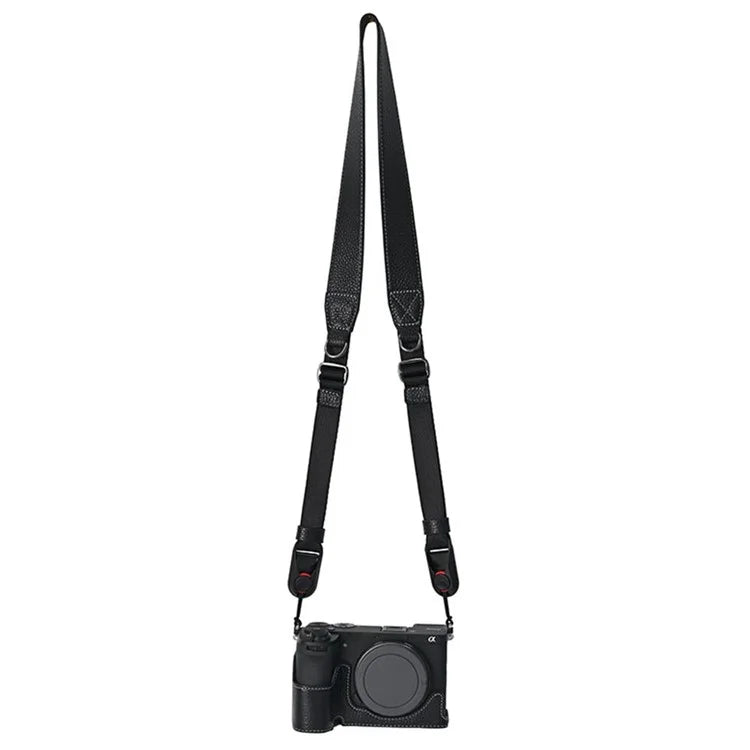 For Sony A6700 Camera Case Large Opening Genuine Cow Leather Protector with Shoulder Strap
