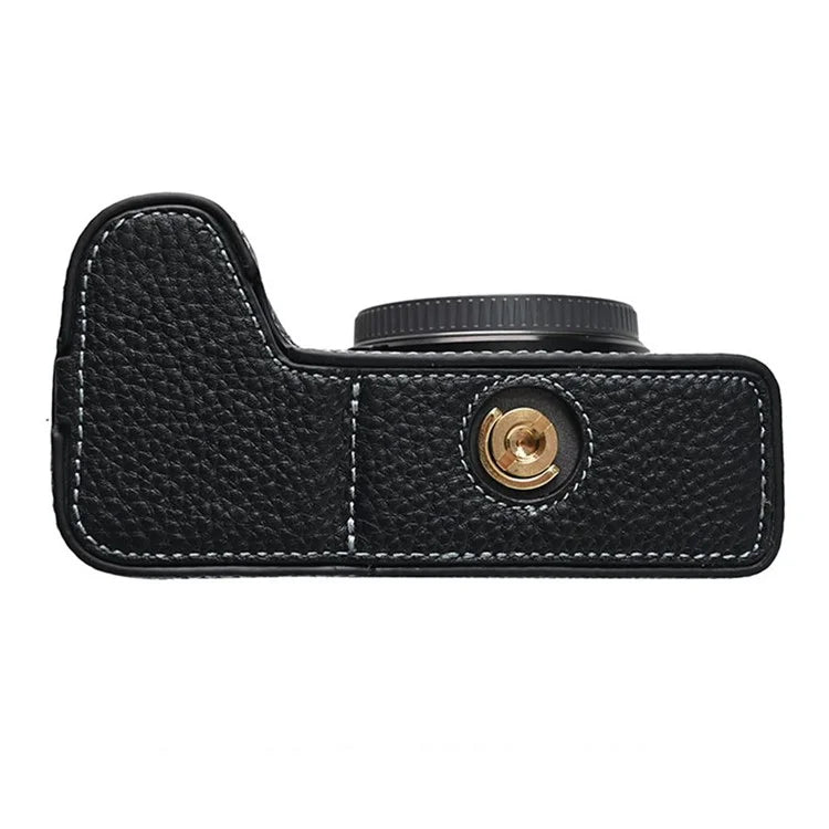 For Sony A6700 Camera Case Large Opening Genuine Cow Leather Protector with Shoulder Strap