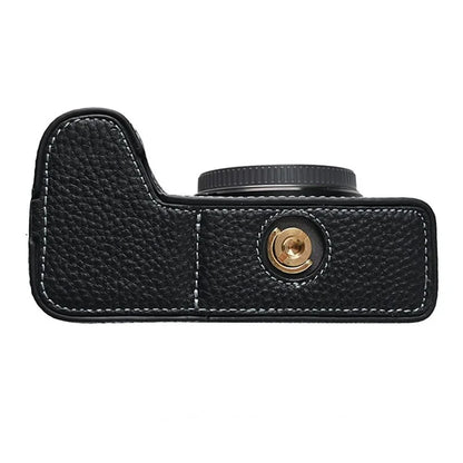 For Sony A6700 Camera Case Large Opening Genuine Cow Leather Protector with Shoulder Strap