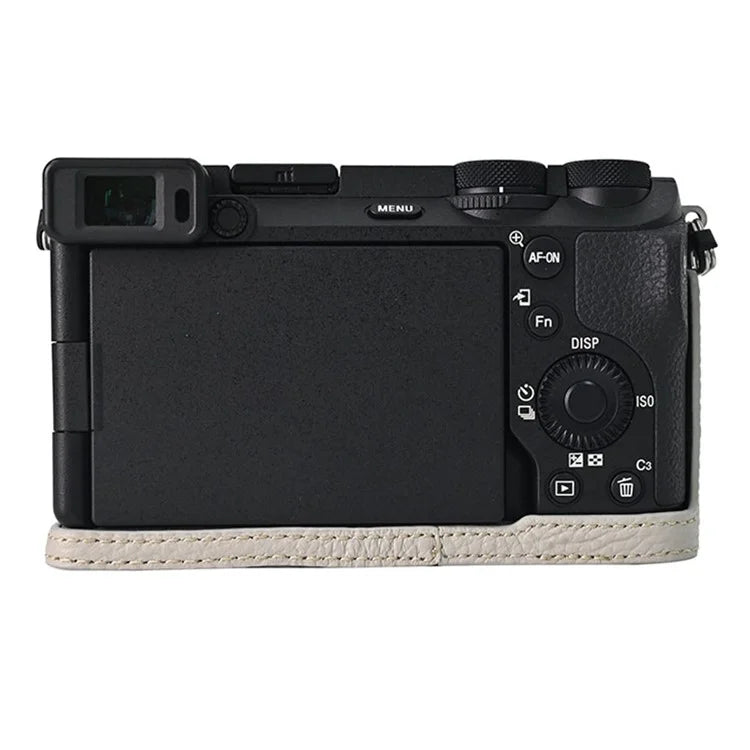 For Sony A6700 Camera Case Large Opening Genuine Cow Leather Protector with Shoulder Strap