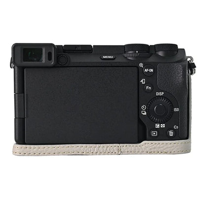 For Sony A6700 Camera Case Large Opening Genuine Cow Leather Protector with Shoulder Strap