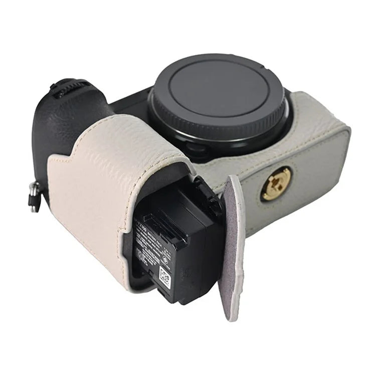 For Sony A6700 Camera Case Large Opening Genuine Cow Leather Protector with Shoulder Strap