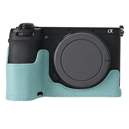 For Sony A6700 Camera Case Large Opening Genuine Cow Leather Protector with Shoulder Strap