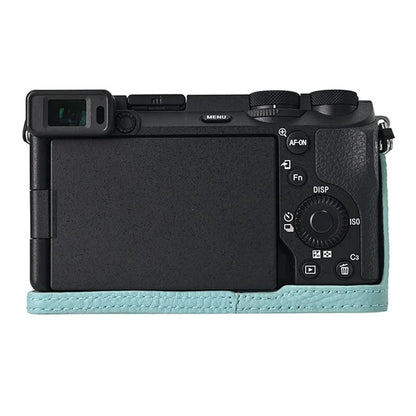 For Sony A6700 Camera Case Large Opening Genuine Cow Leather Protector with Shoulder Strap