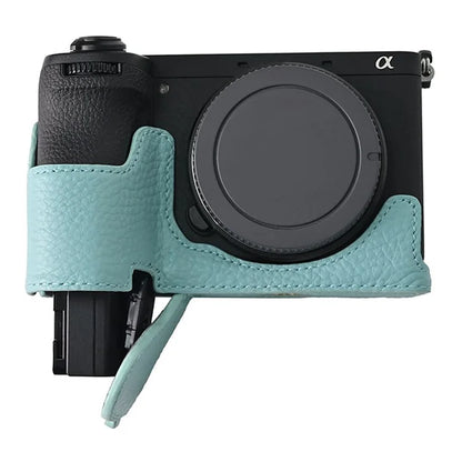 For Sony A6700 Camera Case Large Opening Genuine Cow Leather Protector with Shoulder Strap