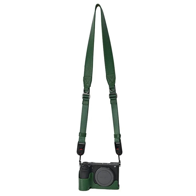 For Sony A6700 Camera Case Large Opening Genuine Cow Leather Protector with Shoulder Strap