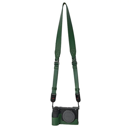 For Sony A6700 Camera Case Large Opening Genuine Cow Leather Protector with Shoulder Strap