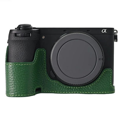 For Sony A6700 Camera Case Large Opening Genuine Cow Leather Protector with Shoulder Strap