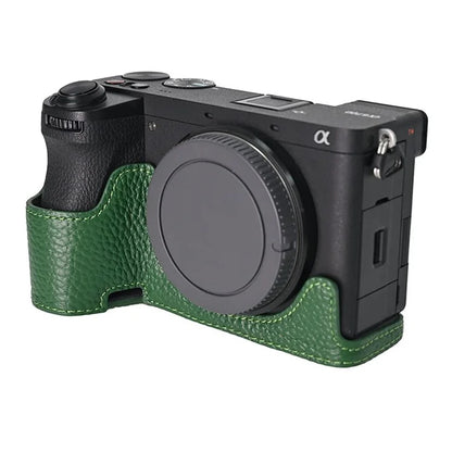 For Sony A6700 Camera Case Large Opening Genuine Cow Leather Protector with Shoulder Strap
