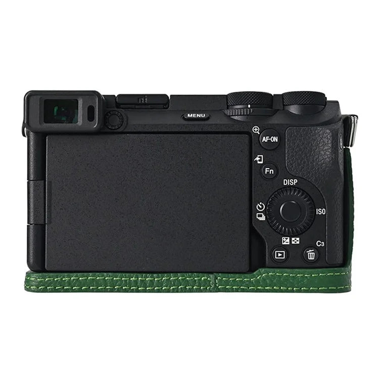 For Sony A6700 Camera Case Large Opening Genuine Cow Leather Protector with Shoulder Strap