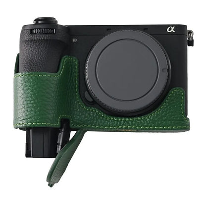For Sony A6700 Camera Case Large Opening Genuine Cow Leather Protector with Shoulder Strap