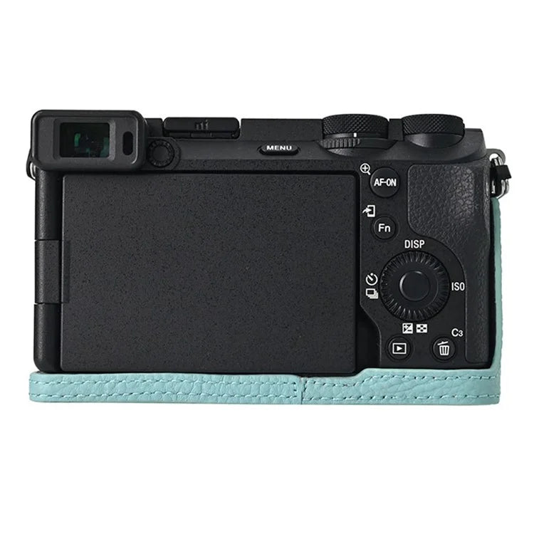 For Sony A6700 Camera Case Large Opening Genuine Cow Leather Protector with Wrist Strap