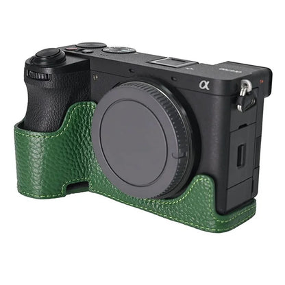 For Sony A6700 Camera Case Large Opening Genuine Cow Leather Protector with Wrist Strap