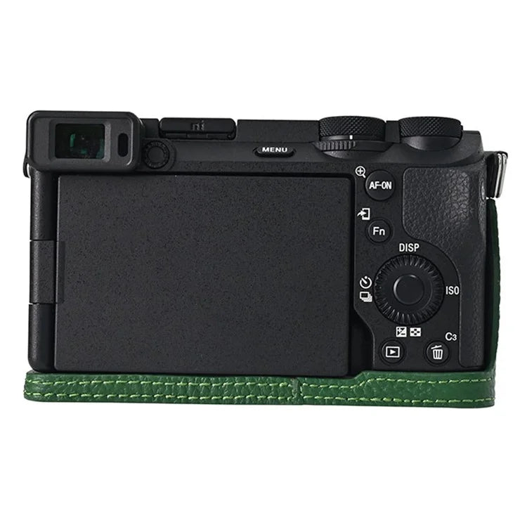 For Sony A6700 Camera Case Large Opening Genuine Cow Leather Protector with Wrist Strap