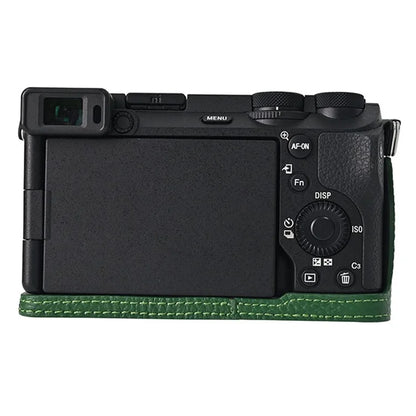 For Sony A6700 Camera Case Large Opening Genuine Cow Leather Protector with Wrist Strap