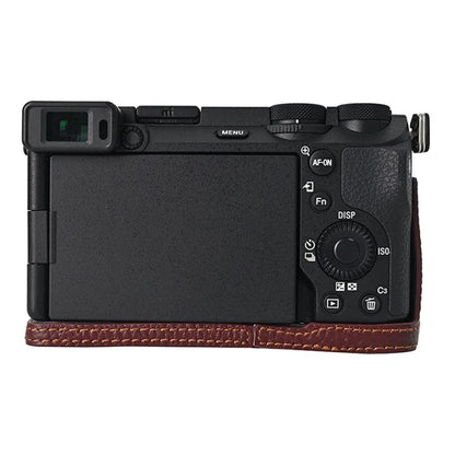 For Sony A6700 Camera Case Large Opening Genuine Cow Leather Protector with Wrist Strap