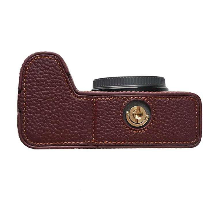 For Sony A6700 Camera Case Large Opening Genuine Cow Leather Protector with Wrist Strap