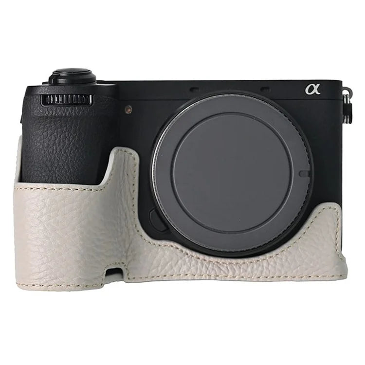 For Sony A6700 Camera Case Large Opening Genuine Cow Leather Protector with Wrist Strap