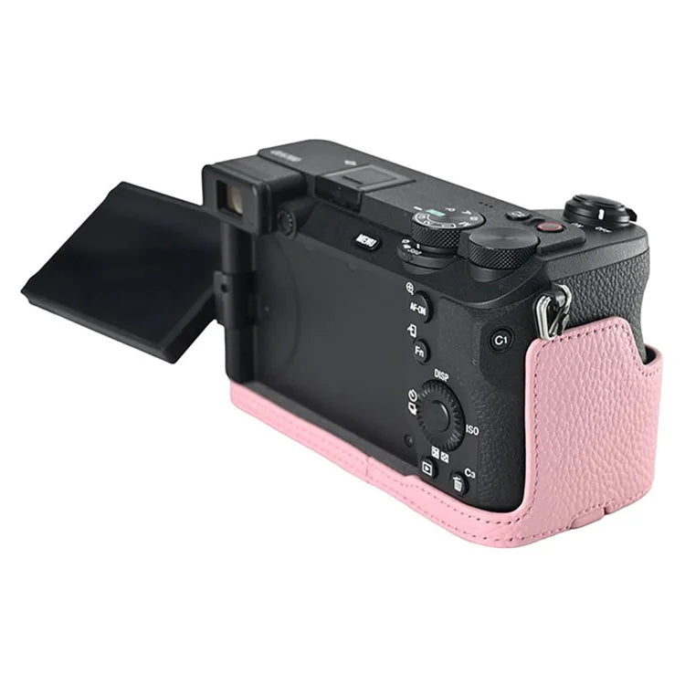 For Sony A6700 Camera Bottom Cover Case Large Opening Design Genuine Cow Leather Protector