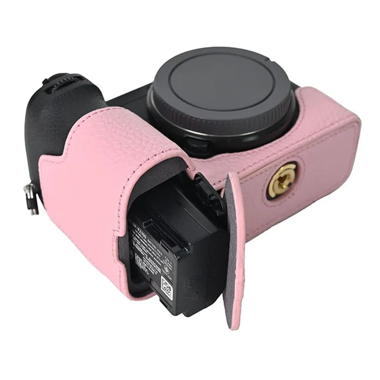 For Sony A6700 Camera Bottom Cover Case Large Opening Design Genuine Cow Leather Protector