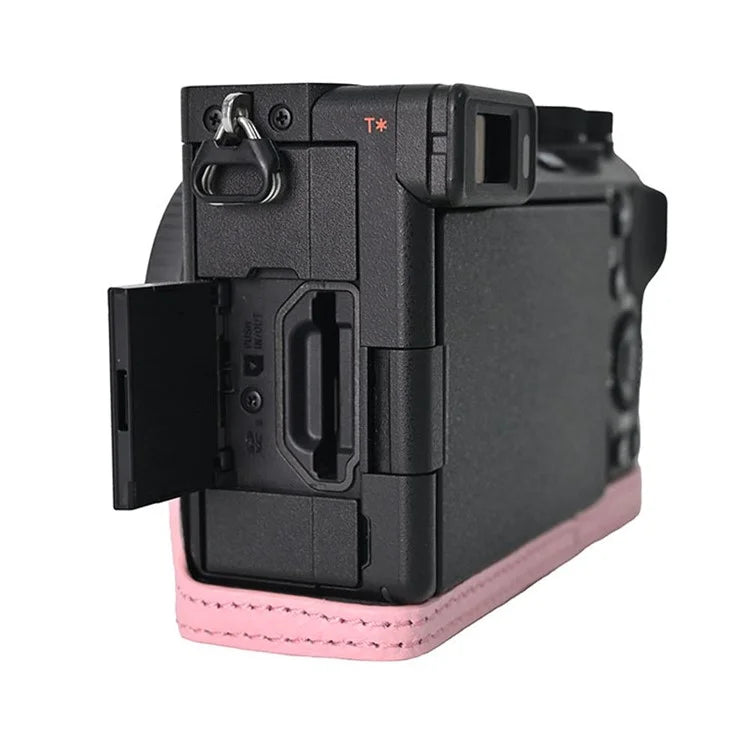 For Sony A6700 Camera Bottom Cover Case Large Opening Design Genuine Cow Leather Protector