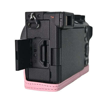 For Sony A6700 Camera Bottom Cover Case Large Opening Design Genuine Cow Leather Protector