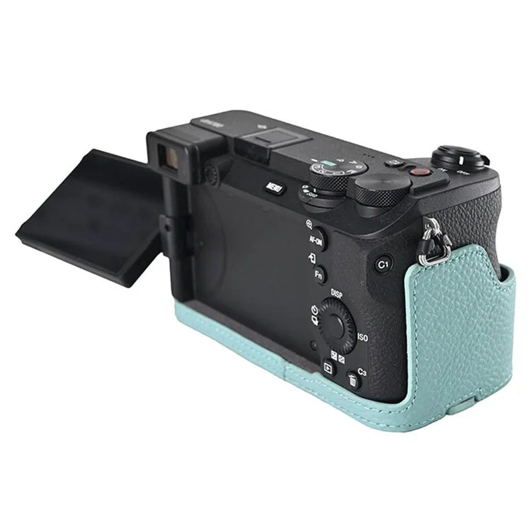 For Sony A6700 Camera Bottom Cover Case Large Opening Design Genuine Cow Leather Protector