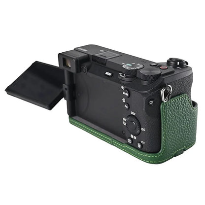 For Sony A6700 Camera Bottom Cover Case Large Opening Design Genuine Cow Leather Protector