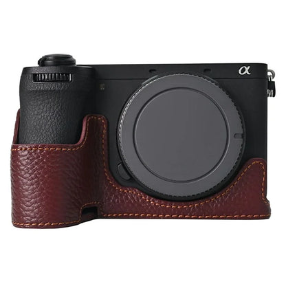 For Sony A6700 Camera Bottom Cover Case Large Opening Design Genuine Cow Leather Protector
