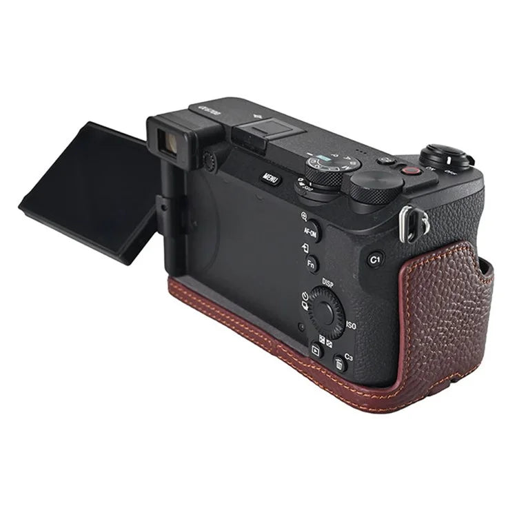 For Sony A6700 Camera Bottom Cover Case Large Opening Design Genuine Cow Leather Protector
