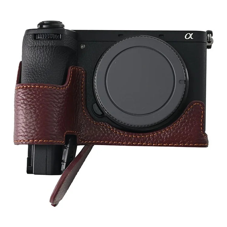 For Sony A6700 Camera Bottom Cover Case Large Opening Design Genuine Cow Leather Protector