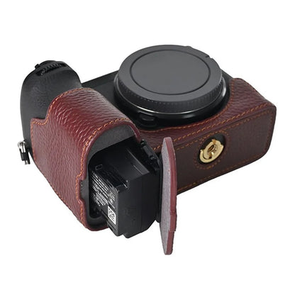 For Sony A6700 Camera Bottom Cover Case Large Opening Design Genuine Cow Leather Protector