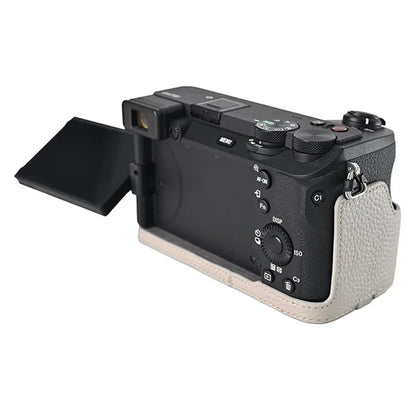 For Sony A6700 Camera Bottom Cover Case Large Opening Design Genuine Cow Leather Protector